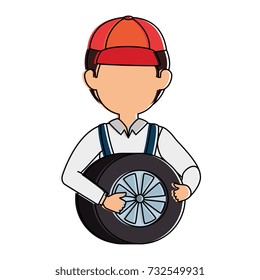 mechanic with tire avatar character