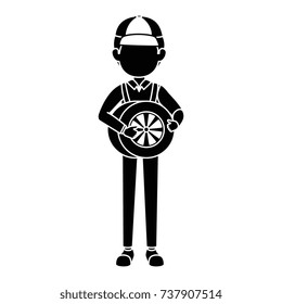 mechanic with tire avatar character
