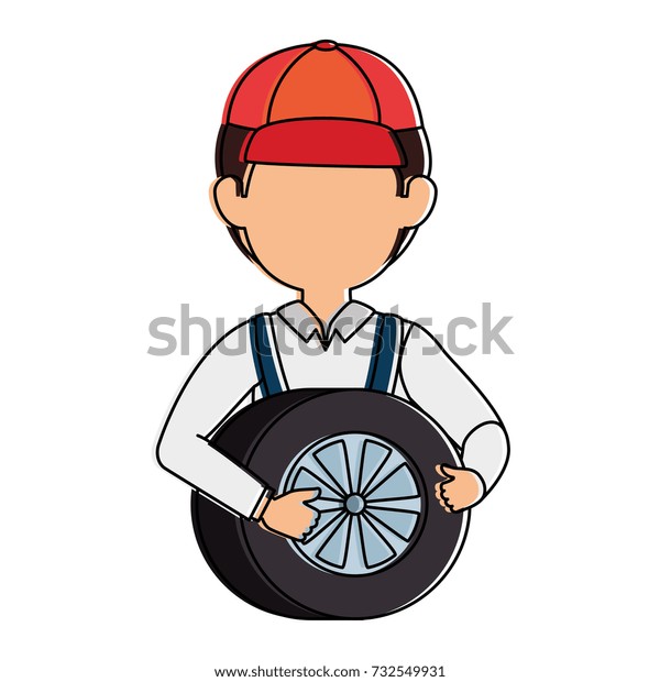 mechanic with tire avatar\
character