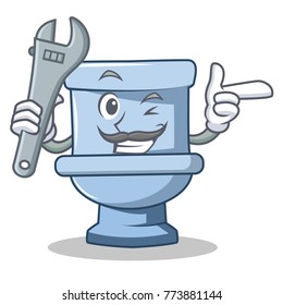 Mechanic toilet character cartoon style