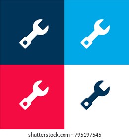 Mechanic Tool four color material and minimal icon logo set in red and blue