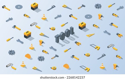 Mechanic tool isometric background vector design