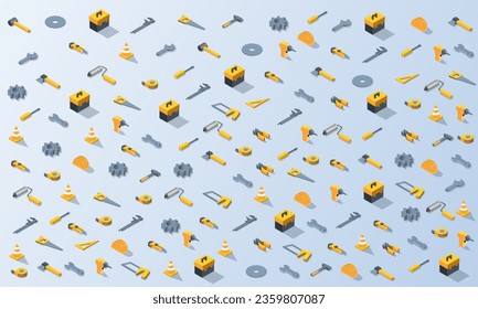 Mechanic tool isometric background vector design