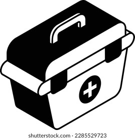 mechanic tool kit Vector Icon isometric Design, Motor Vehicle Service and automobile repair shop Symbol, Lorry spare parts Sign, automotive technician equipment , Emergency car box Concept