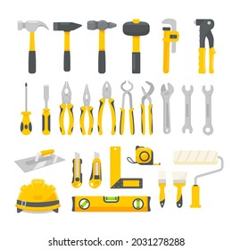 Mechanic tool set vector. Construction tools for home repairs isolated on a white background