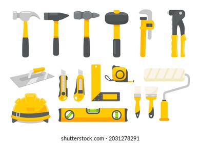 Mechanic tool set vector. Construction tools for home repairs isolated on a white background