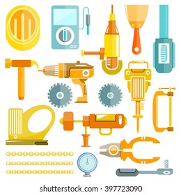 mechanic tools, color flat design