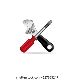 Mechanic tools icon in color. Wrench screw driver mechanic