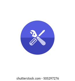Mechanic tools icon in flat color circle style. Wrench screw driver mechanic
