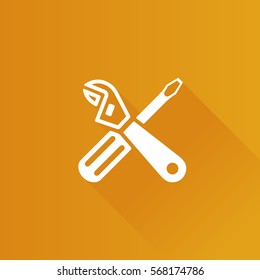 Mechanic tools icon in Metro user interface color style. Wrench screw driver mechanic