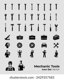 Mechanic Tools Icon Set Vector, Mechanic Vector, Icons, Set of Icons, Tools, Vector EPS