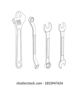 Mechanic tools sketch set vector graphics