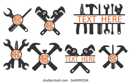 Mechanic Tools Split Monogram Printable Vector