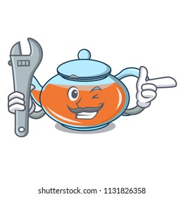 Mechanic transparent teapot character cartoon