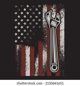 Mechanic T-Shirt Design with custom vector.