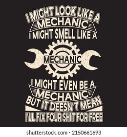 Mechanic T-Shirt Design with custom vector.