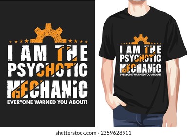 Mechanic typography t-shirt design based on mechanical elements.