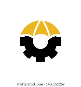 Mechanic Umberella Logo Design Vector