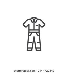 Mechanic Uniform line icon. linear style sign for mobile concept and web design. Work Overalls outline vector icon. Symbol, logo illustration. Vector graphics