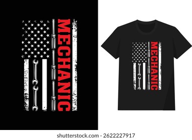 Mechanic USA Flag T shirt Design