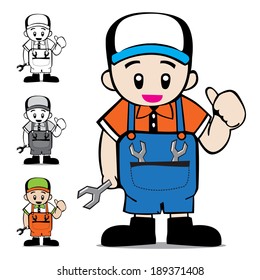 Mechanic Vector Cartoon, Illustration EPS10