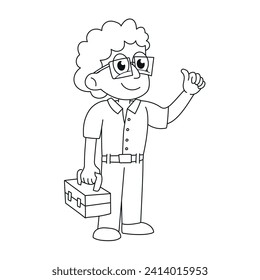 Mechanic. Vector illustration for coloring