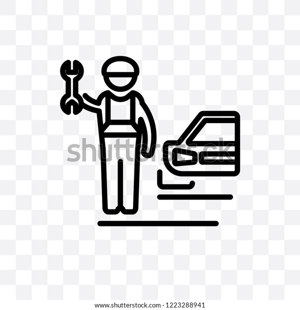 Mechanic vector linear icon isolated on\
transparent background, Mechanic transparency concept can be used\
for web and mobile