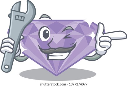 Mechanic violet diamond in the cartoon box
