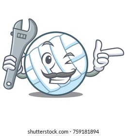 Mechanic volley ball character cartoon