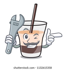 Mechanic white russian mascot cartoon