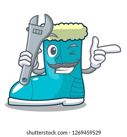 Mechanic winter boot in shape cartoon funny