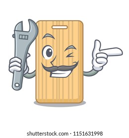 Mechanic wooden cutting board mascot cartoon