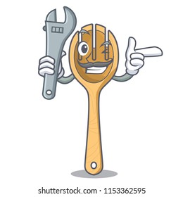 Mechanic wooden fork mascot cartoon