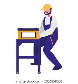 mechanic worker with battery energy