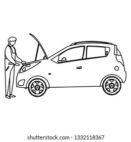 mechanic worker with car vehicle