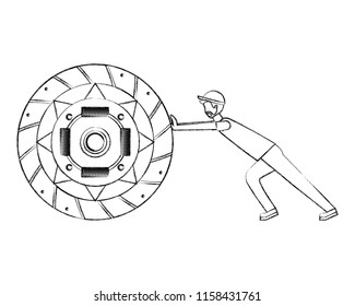 mechanic worker with clutch plate