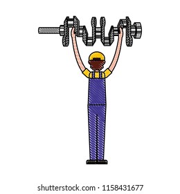 mechanic worker with crankshaft