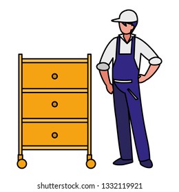 mechanic worker with metallic drawer
