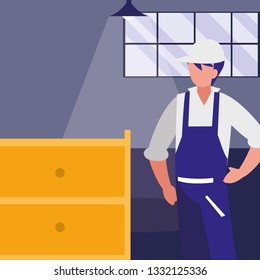 mechanic worker with metallic drawer