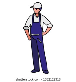 mechanic worker with overalls character