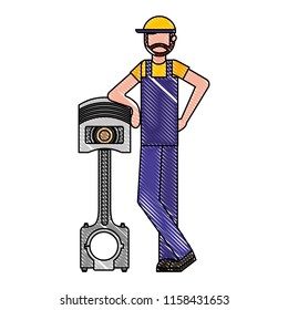 mechanic worker with piston