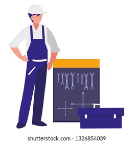 mechanic worker with toolbox