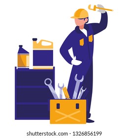 mechanic worker with toolbox