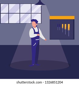 mechanic worker in the workshop place