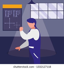 mechanic worker in the workshop place