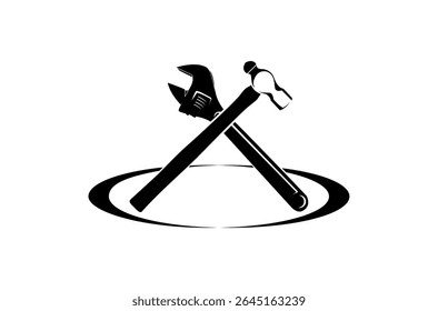 Ilustração do projeto do logotipo da máquina das ferramentas mecânicas da oficina
