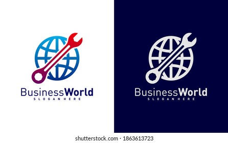 Mechanic World logo vector template, Creative world logo design concepts
