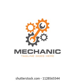 mechanic wrench and gear garage concept logo icon vector template