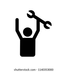 Mechanic with Wrench icon vector icon. Simple element illustration. Mechanic with Wrench symbol design. Can be used for web and mobile.