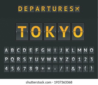 Mechanical Airport Flip Board London and Set of Letters and Numbers on a Scoreboard. Vector illustration